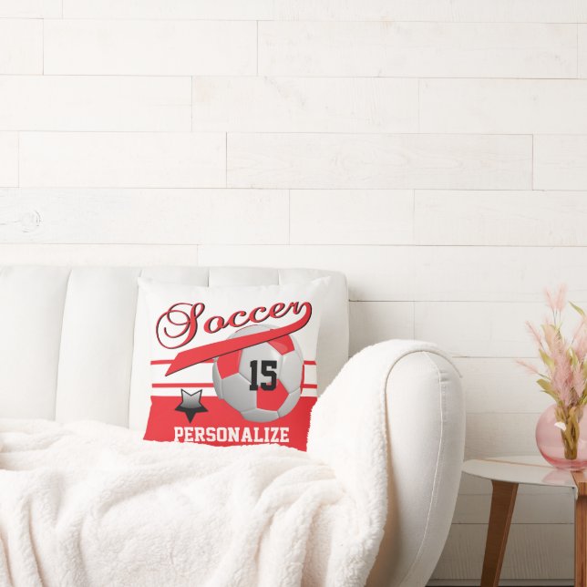 Red All Star Soccer Ball   | DIY Name & Number Cushion (Couch)