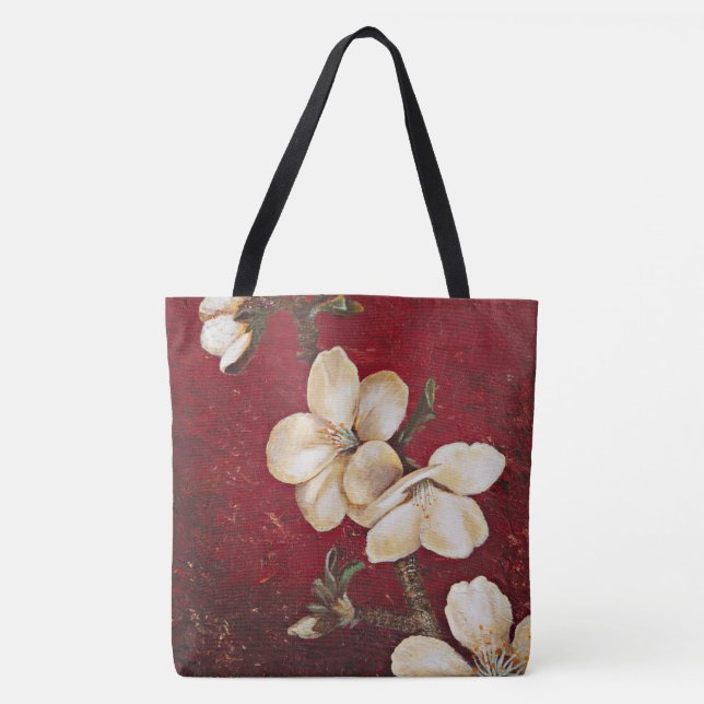 Red Almond Blossom Tote Bag (Front)