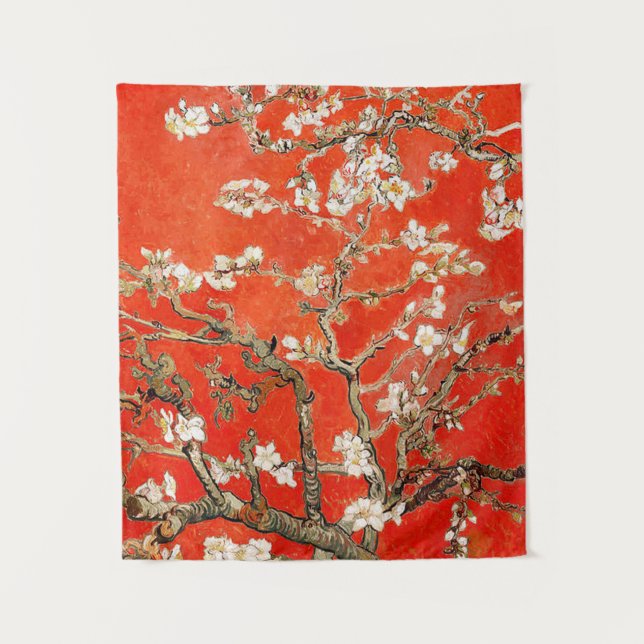 Red Almond Blossoms Vincent Van Gogh Tapestry (Front)