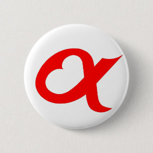 Red alpheart 6 cm round badge