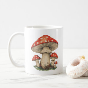 Red Amanita Mushrooms - Retro Cottagecore Tea / Coffee Mug