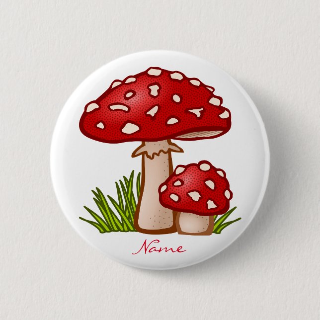 Red Amanita Mushrooms Thunder_Cove 6 Cm Round Badge (Front)