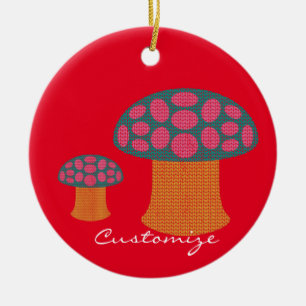 Red Amanita Mushrooms Thunder_Cove Ceramic Ornament