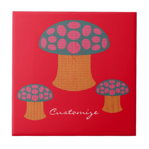 Red Amanita Mushrooms Thunder_Cove Ceramic Tile