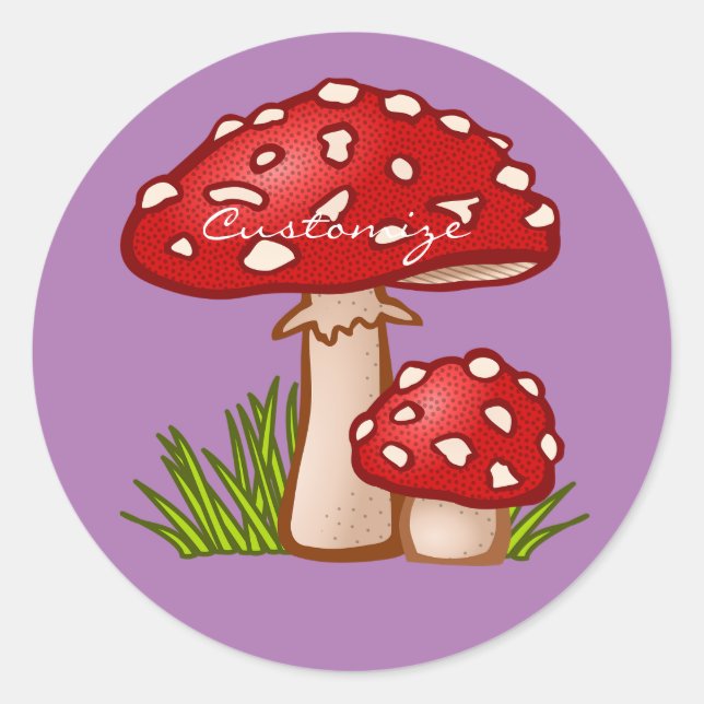 Red Amanita Mushrooms Thunder_Cove Classic Round Sticker (Front)