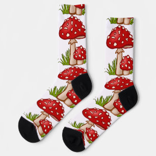 Red Amanita Mushrooms Thunder_Cove Socks