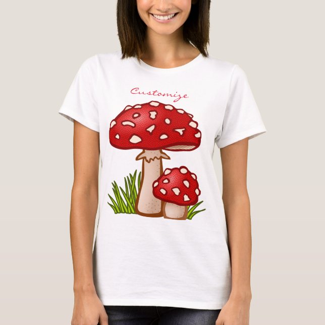 Red Amanita Mushrooms Thunder_Cove T-Shirt (Front)