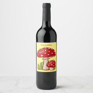 Red Amanita Mushrooms Thunder_Cove Wine Label