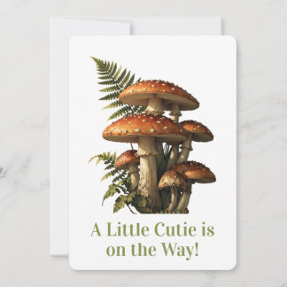 Red Amanita Mushrooms with Fern Botanical Invitation