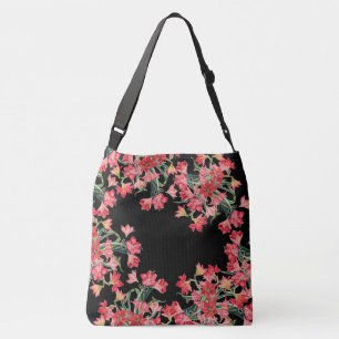 Red Amarylis Flowers Floral Shoulder Tote Bag