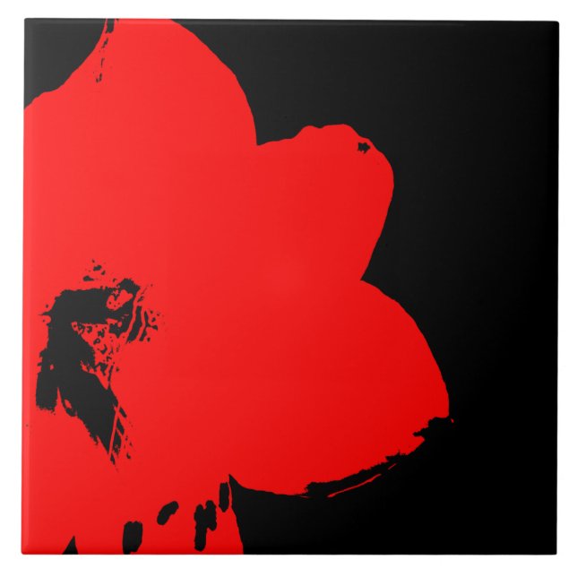 red amaryllis ceramic tile (Front)