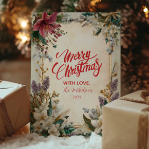 Red Amaryllis Christmas Holiday Card