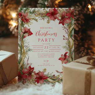 Red Amaryllis Christmas Invitation