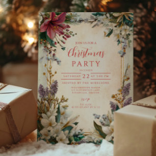 Red Amaryllis Christmas Invitation