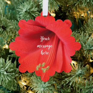 Red Amaryllis Flower Keepsake Picture Tree Decoration Card