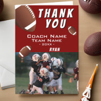 Red American Football Balls Thank you Coach Photo