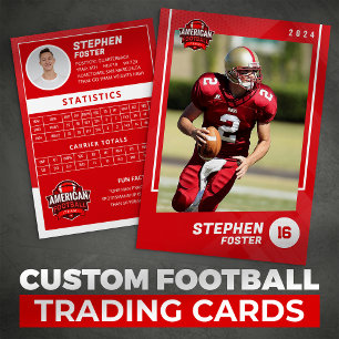 Red American Football Player Trading Card