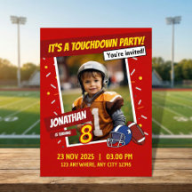 Red American Football Touchdown Kids Birthday