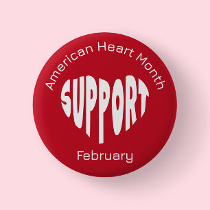 Red American Heart Month 6 Cm Round Badge