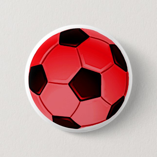 Red American Soccer or Association Football Ball 6 Cm Round Badge (Front)