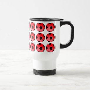 Red American Soccer or Association Football Ball Travel Mug