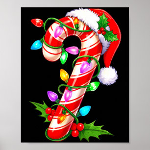 Red &amp; White Candy Cane Crew Christmas Santa Ha Poster
