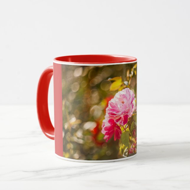Red an pink rose flowers mug (Front Left)
