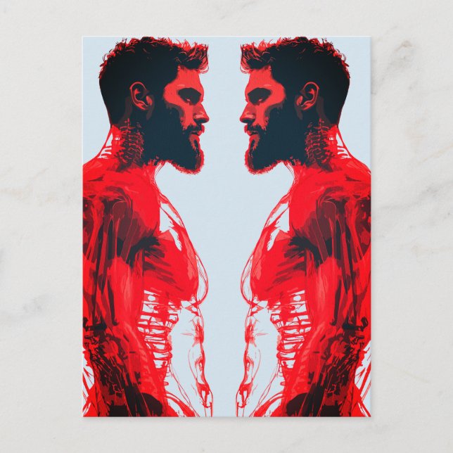 Red Anatomy – Abstract Human Muscle Study Postcard (Front)