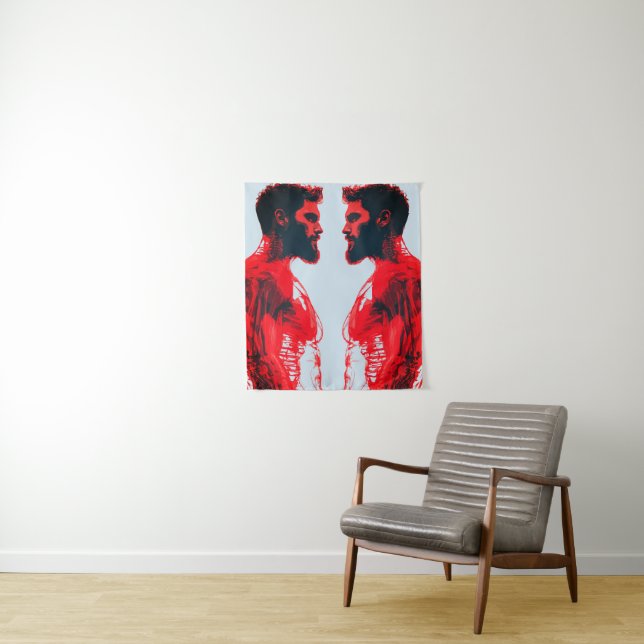 Red Anatomy – Abstract Human Muscle Study Tapestry (In Situ)