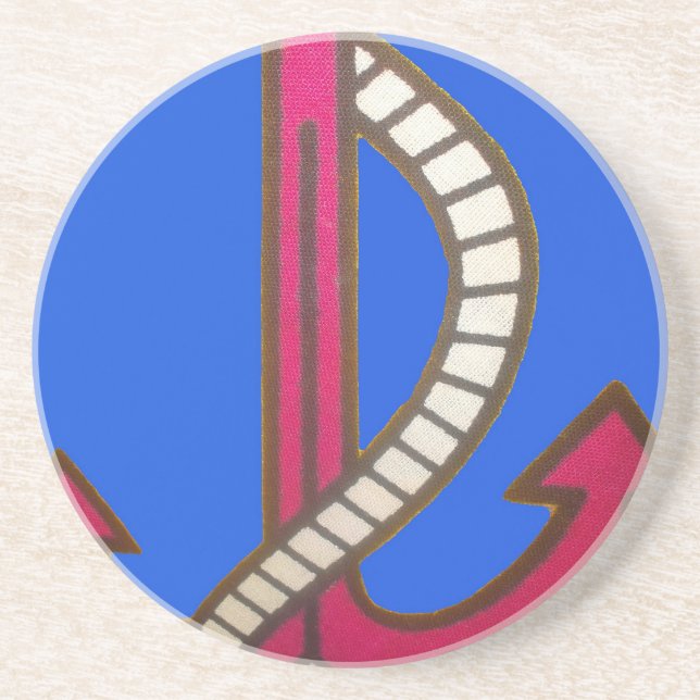 Red Anchor Art Print Coaster (Front)