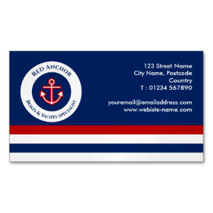 Red Anchor Boat Yacht Nautical Specialist Magnetic Business Card