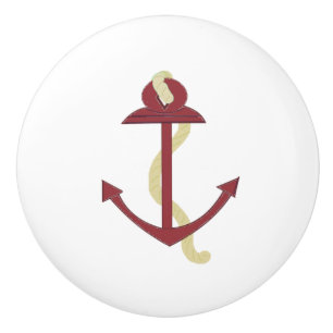 Red Anchor Ceramic Knob