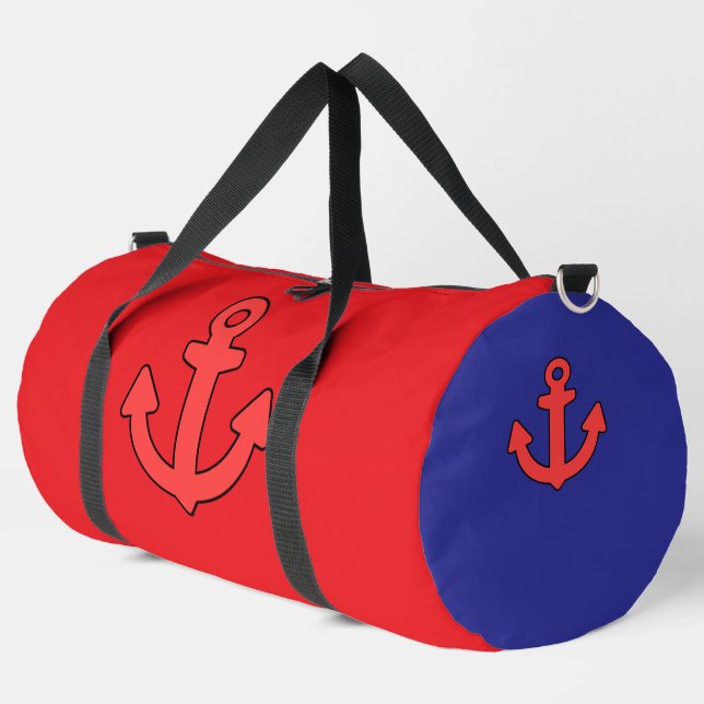 Red Anchor Deep Blue  Duffle Bag (Left Corner)