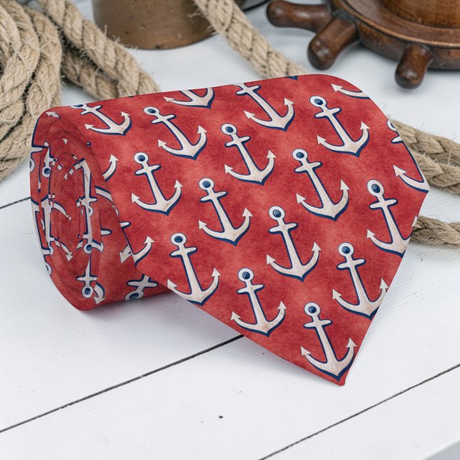 Red Anchor Nautical Custom Necktie (Creator Uploaded)