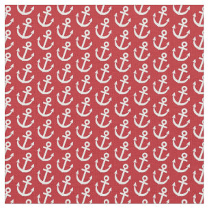 Red Anchor Nautical Pattern Fabric