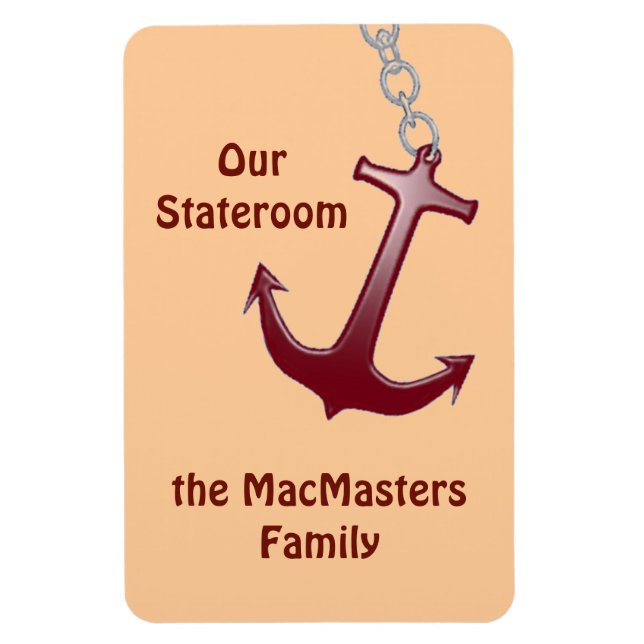 Red Anchor Stateroom Door Marker Magnet (Vertical)