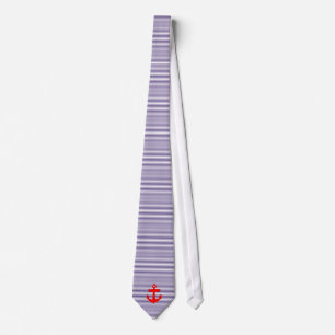 Red Anchor with Navy Blue Breton Stripes Tie