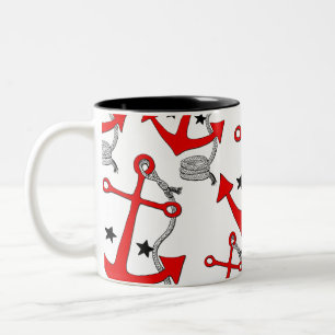 Red Anchors (for ) Two-Tone Coffee Mug