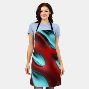 Red and Aqua Abstract Apron