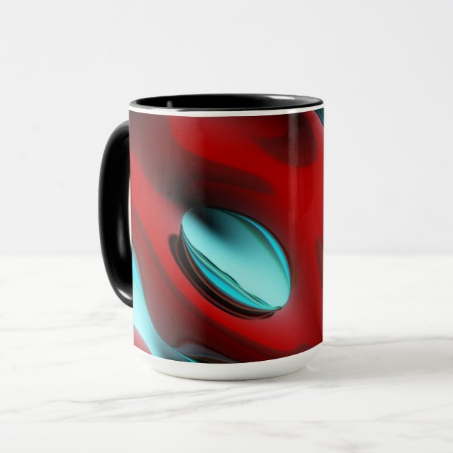 Red and Aqua Abstract Mug (Front Left)