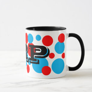 Red and Aqua Bubble Dots Monogram Mug