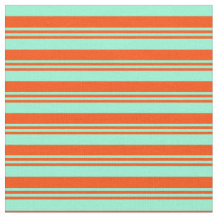 Red and Aquamarine Coloured Lined/Striped Pattern Fabric