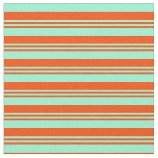 Red and Aquamarine Coloured Lined/Striped Pattern Fabric