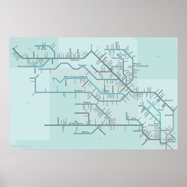 Red and Arkansas Rivers 30" x 20" Poster (Front)