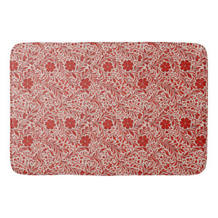 Red and Beige Bold Floral Pattern Bath Mat