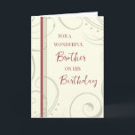 Red and Beige Brother Birthday Card<br><div class="desc">Birthday card for brother with modern and simple red and beige design and thoughtful verse.</div>