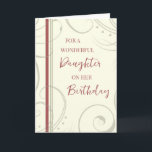 Red and Beige Daughter Birthday Card<br><div class="desc">Birthday card for daughter with modern and simple red and beige design and thoughtful verse.</div>