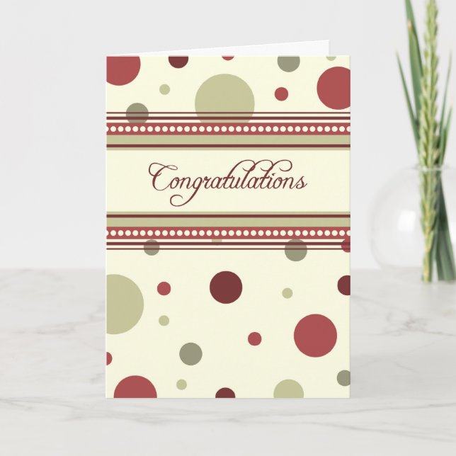 Red and Beige Dots Employee Anniversary Card (Front)