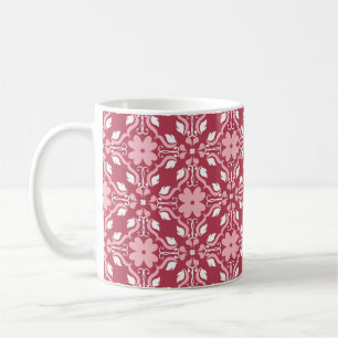 Red and beige floral background. Coloured seamless Coffee Mug