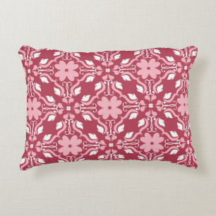 Red and beige floral background. Coloured seamless Decorative Cushion